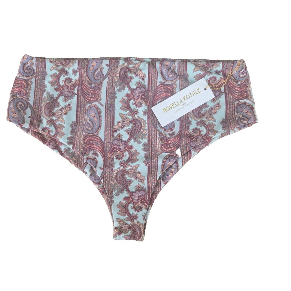 NWT Novella Royale High-Waisted Bikini Bottom L Paisley Boho Free People USA